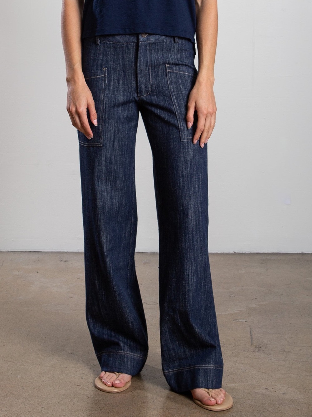 Pharaoh‎ Mid-Rise Aiden Pant Denim - Night Wide Leg Dark Wash Size 0 Spring